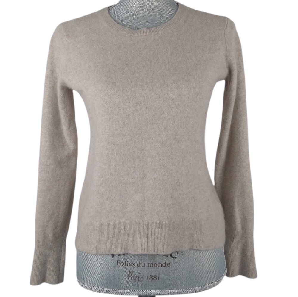 Everlane Womens 100% Cashmere Sweater Size Small Beige Long Sleeve Petite